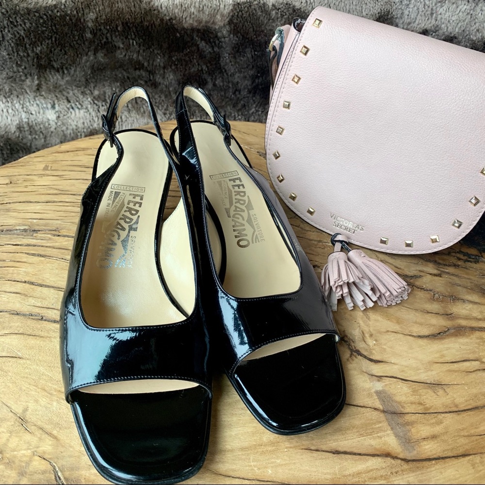 Salvatore Ferragamo Patent Leather Sling Back